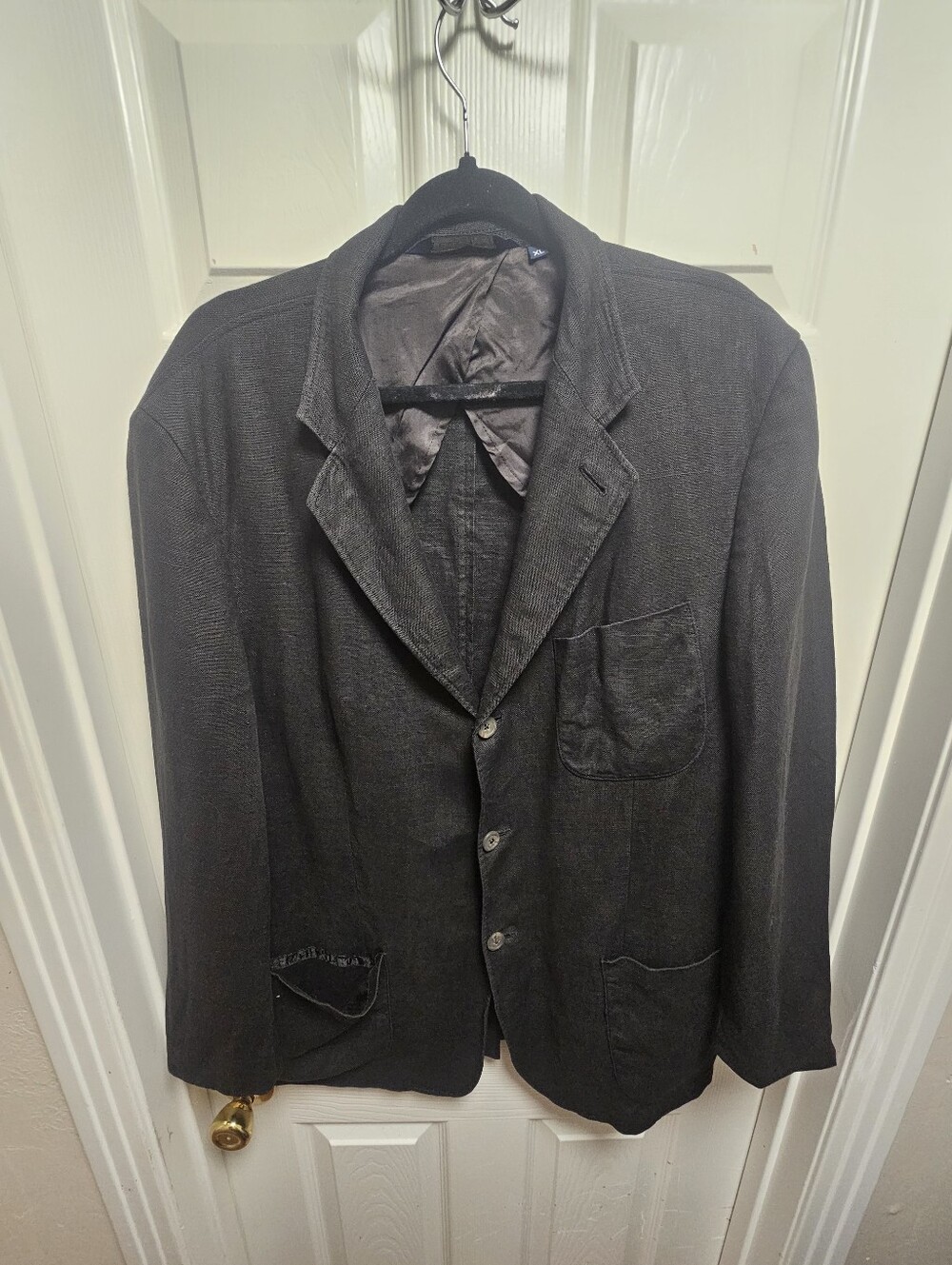 Polo Ralph Lauren Men's XL Black 100% Linen 3-Button Unstructured Blazer Jacket